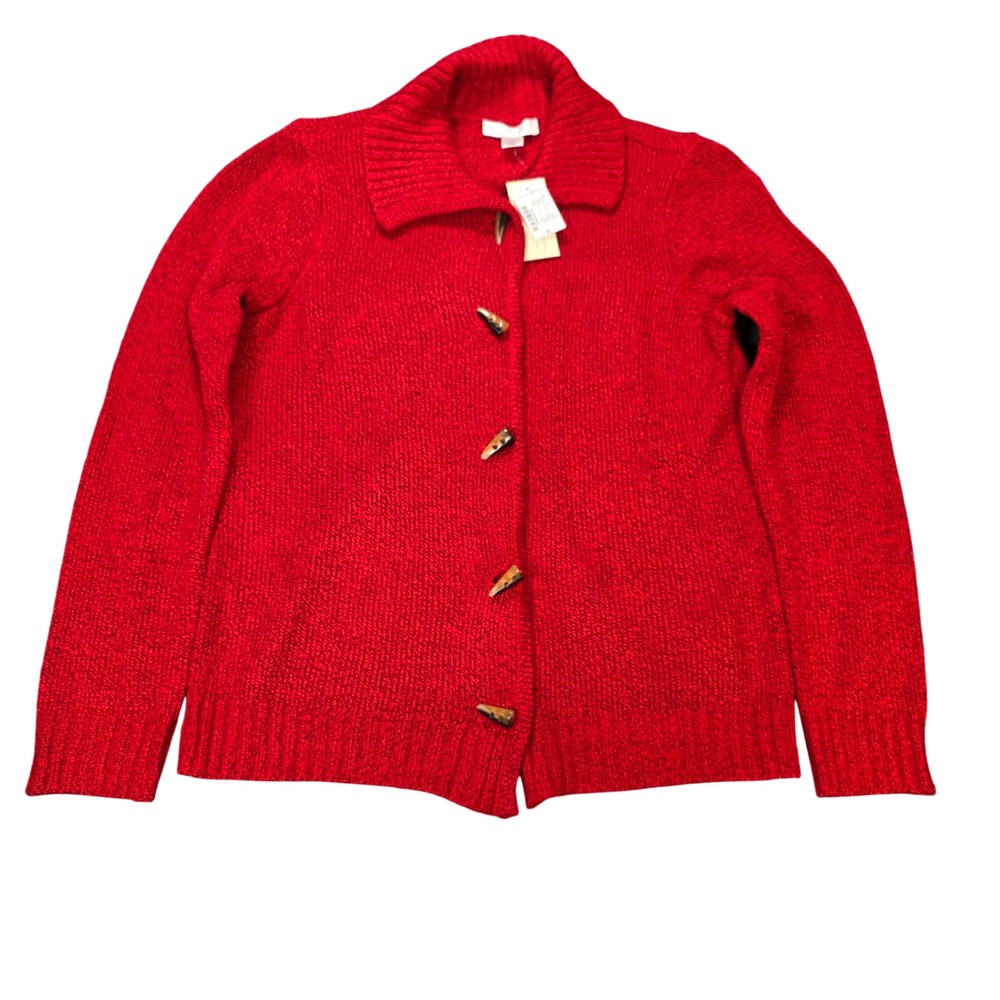 Christopher & Banks Toggle Front Cardigan‎ Sweater Women's Size XL Red Marl NWT